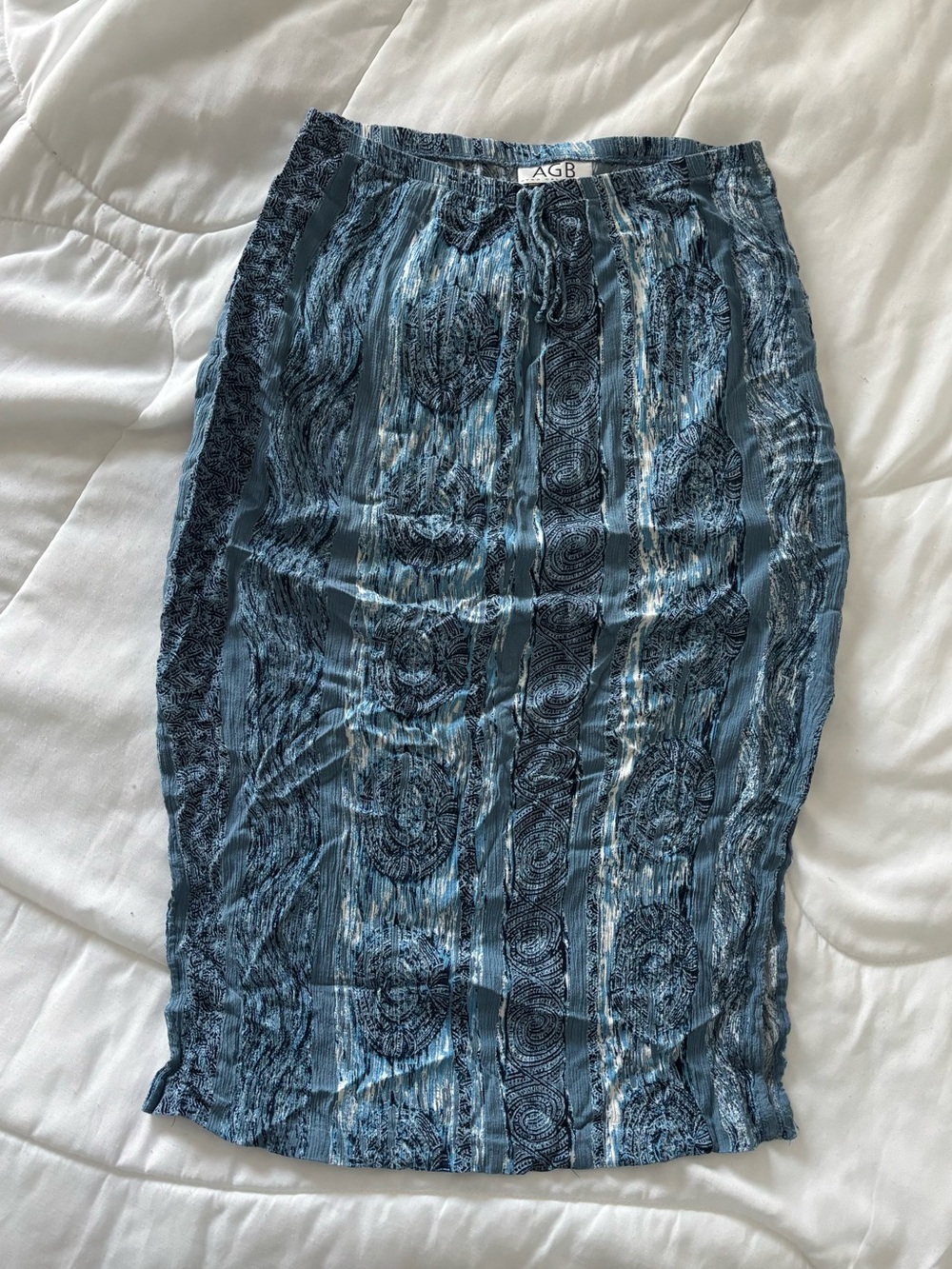 AGB Blue Patterned Midi Skirt